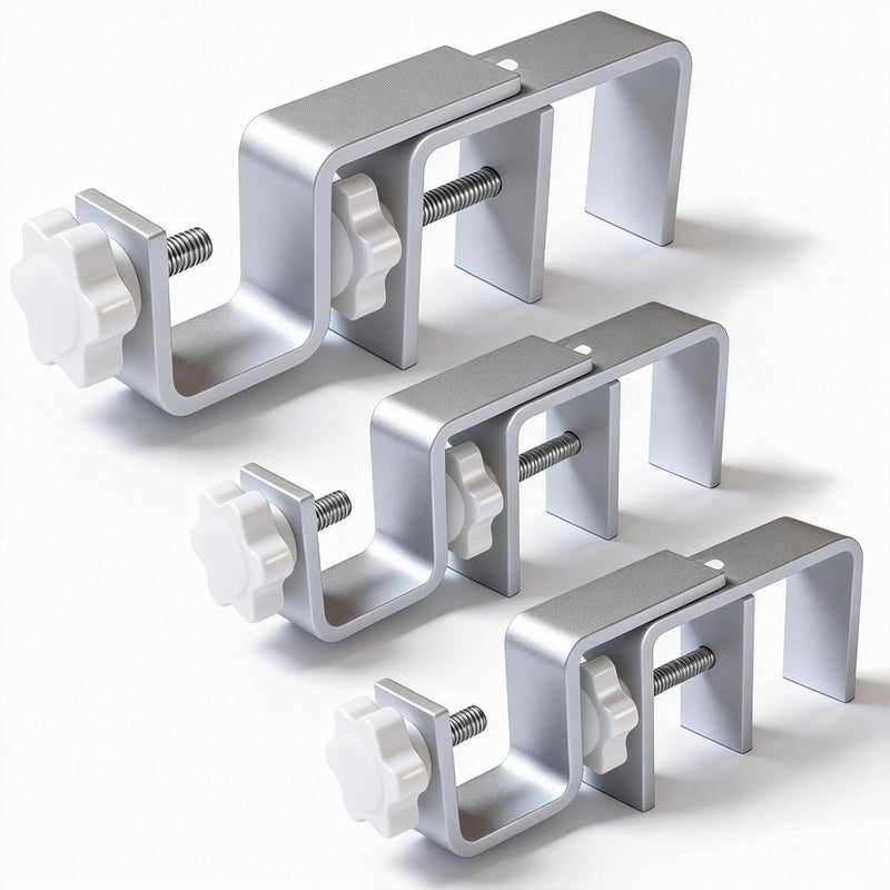 Mimiio Over Blinds Curtain Rod Brackets for Outside Mounted, No-Drill Blinds Curtain Rod Holders for 1.3-2" Rectangular Headrails, Tool-Free & No Wall Damage, Apartment & Renter Friendly (Set of 3, Silver) - Image 1